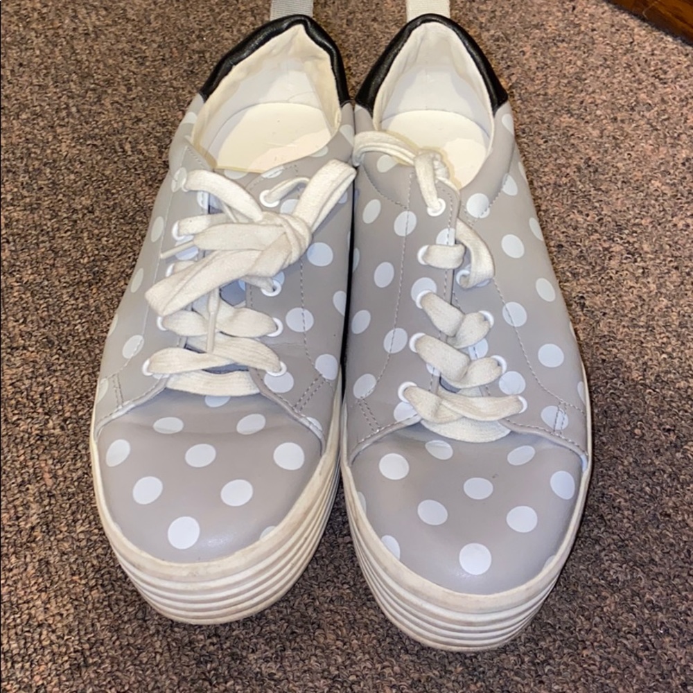 Zara Polka Dot Gray and White Platform Sneakers